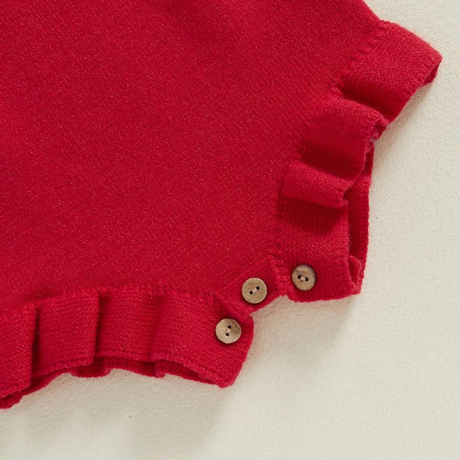 My First Christmas Knit Romper - Ruby