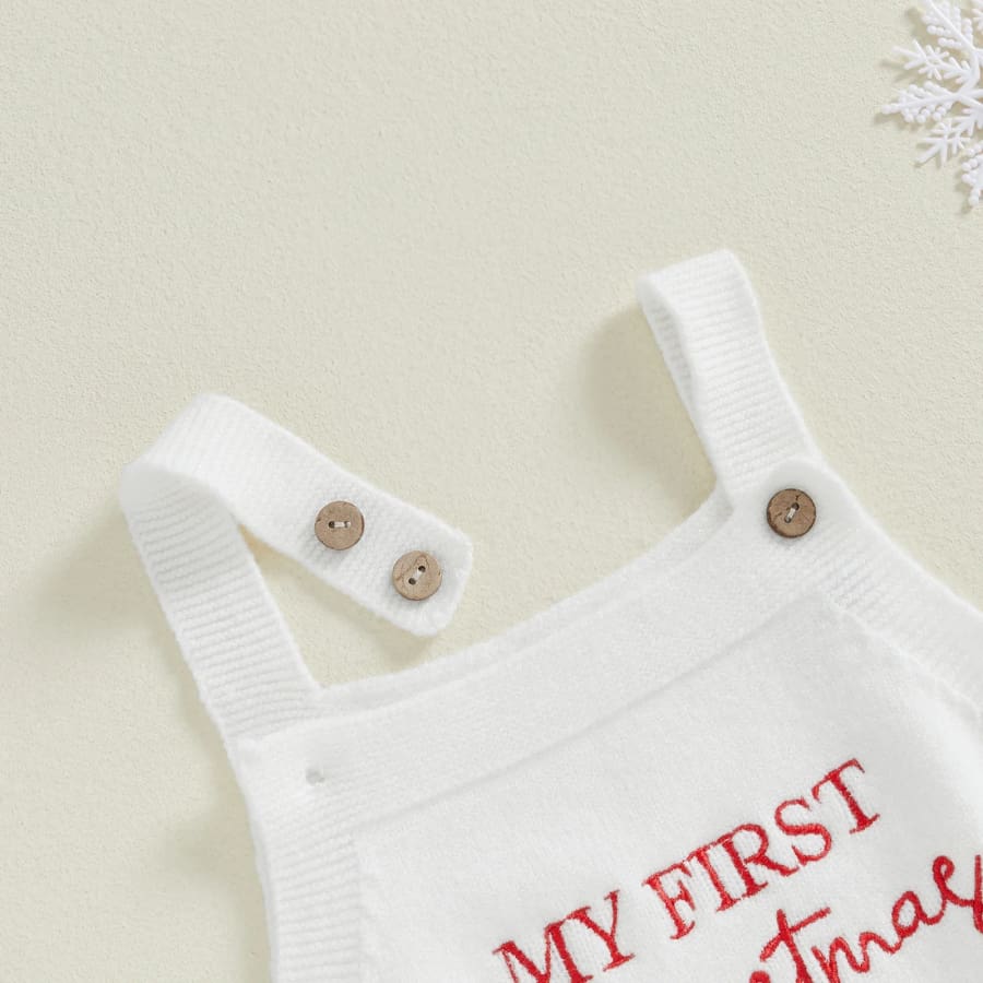 My First Christmas Knit Romper - Ruby