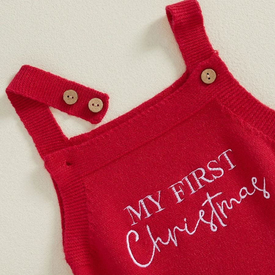 My First Christmas Knit Romper - Ruby