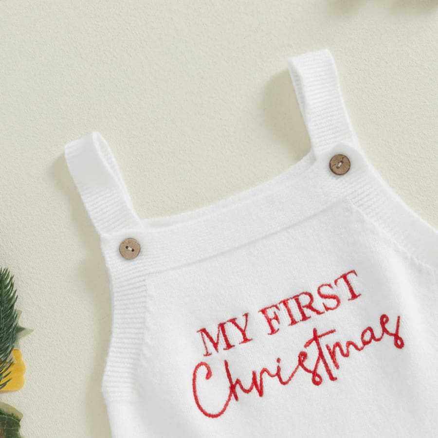 My First Christmas Knit Romper - Ruby