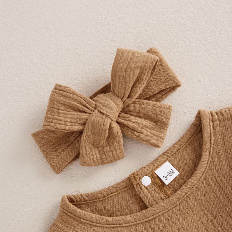 Myer Long Sleeve Flutter Romper - Earth