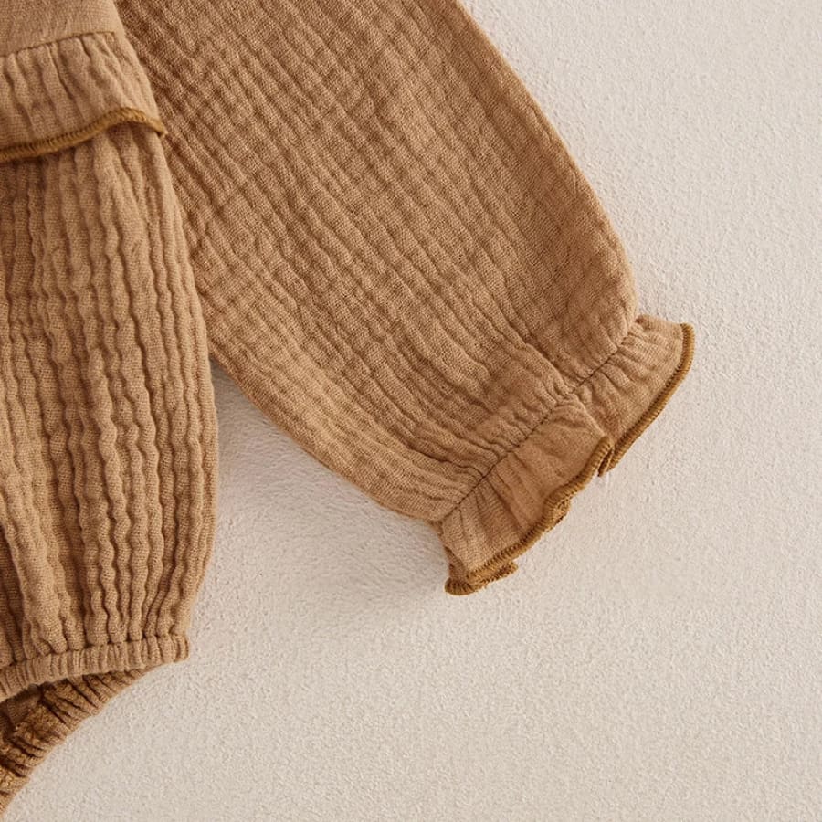 Myer Long Sleeve Flutter Romper - Earth