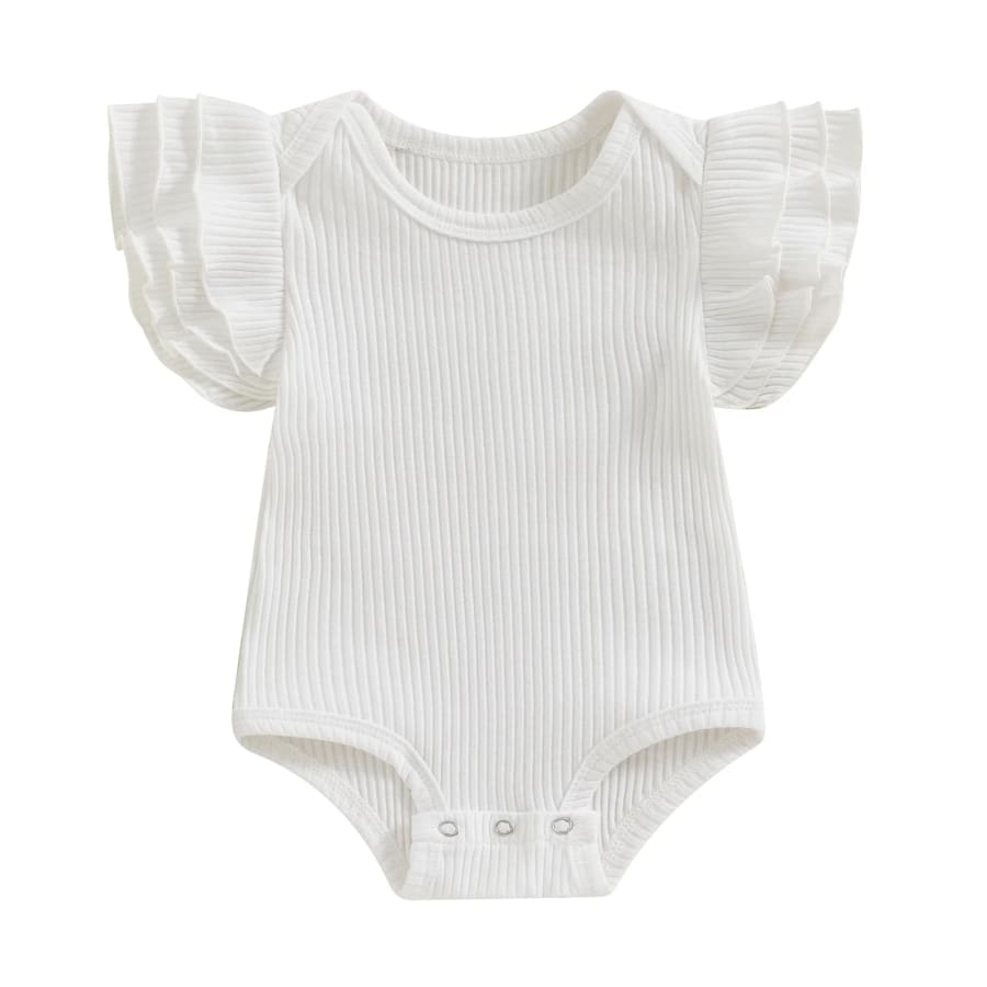 Naomi Ribbed Flutter Onesie - Natural