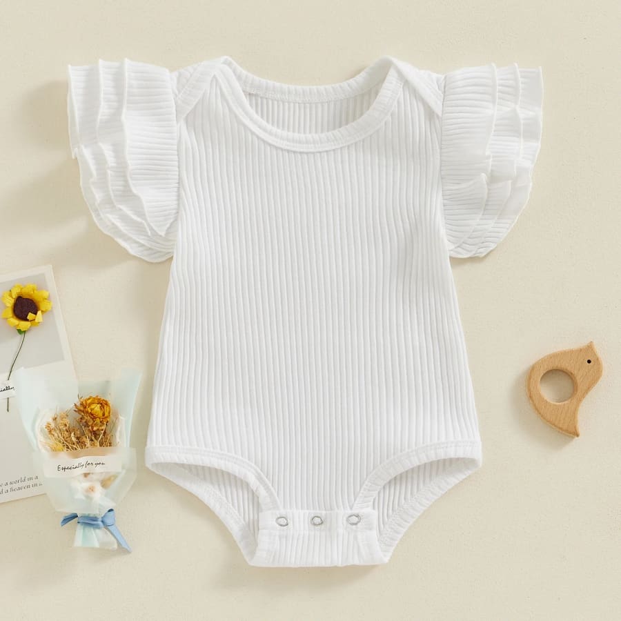 Naomi Ribbed Flutter Onesie - Natural