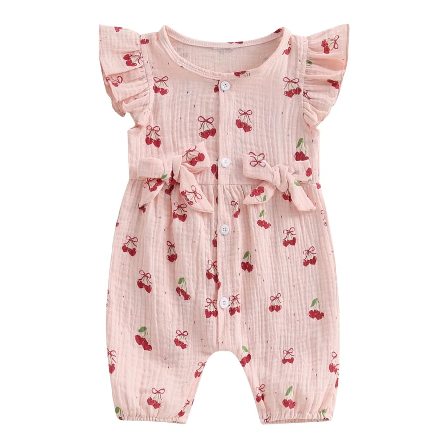 Nellie Cherrie Print Jumpsuit - Pink - 0-3 Months