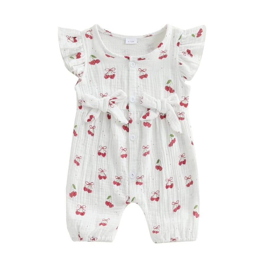Nellie Cherrie Print Jumpsuit - Snow - 0-3 Months