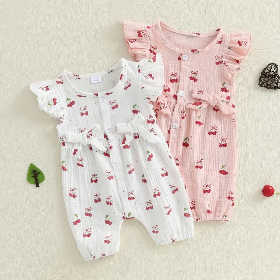 Nellie Cherrie Print Jumpsuit - Snow - 0-3 Months
