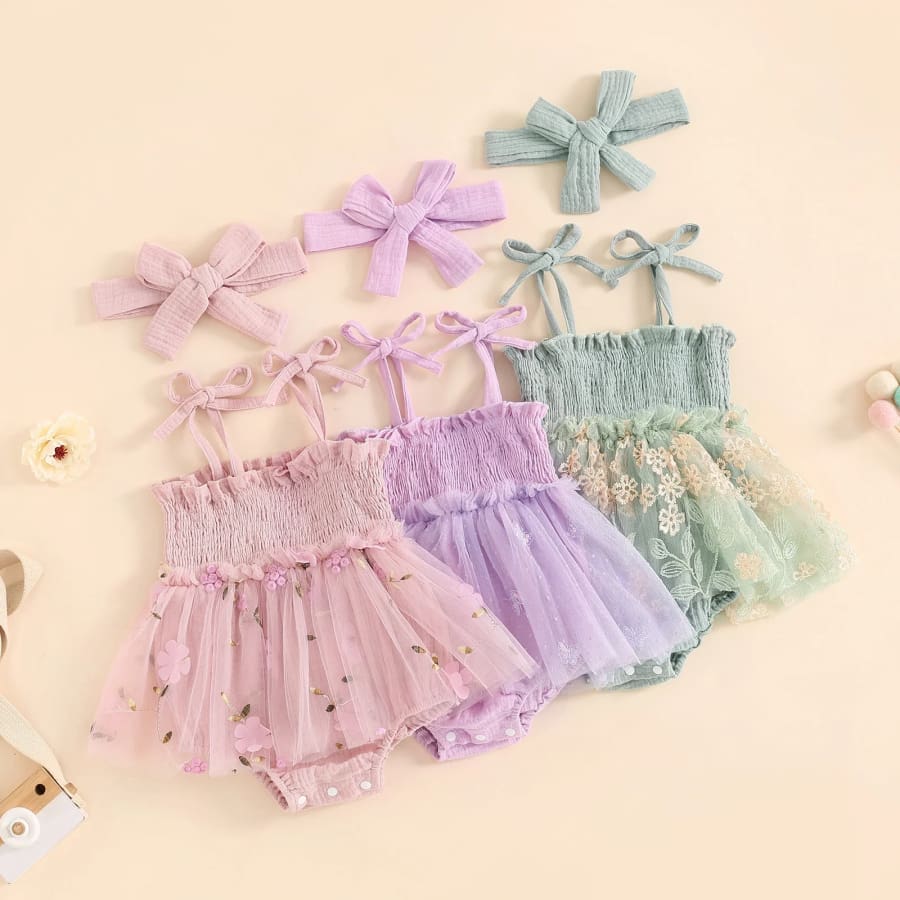 Nellie Floral Tutu Romper - Pink