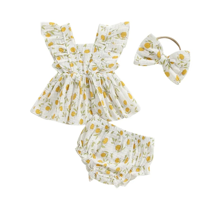 Nessa Babydoll Summer Set - Lemons - 0-3 Months