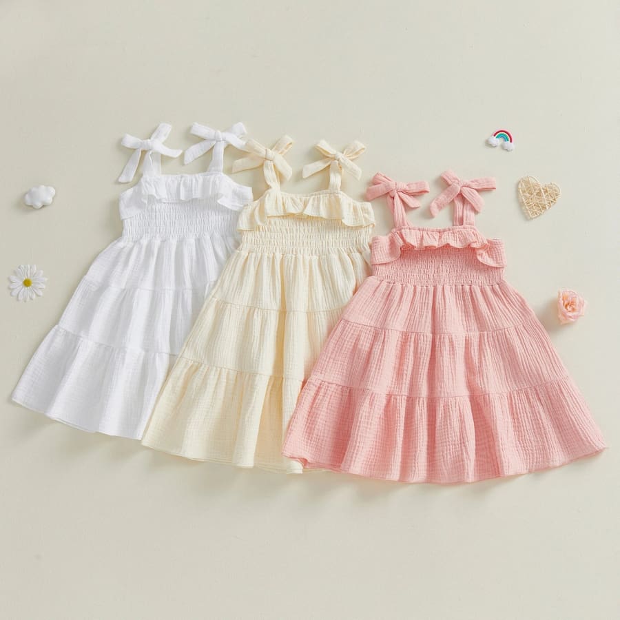 Nessa Tiered Summer Dress - Peach - 1-2 Years