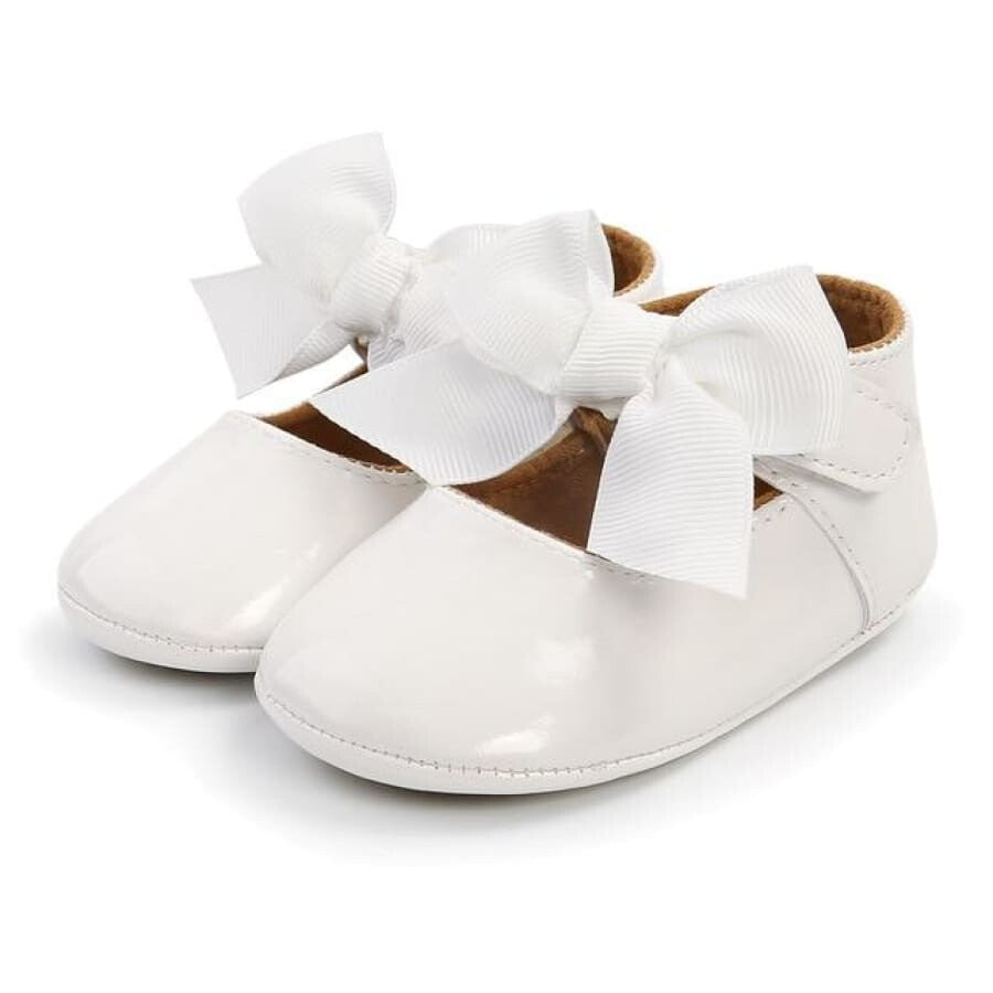 Nikki Soft Sole Princess Bow Shoes - Snow / 0-6 Months - Shoes shoes