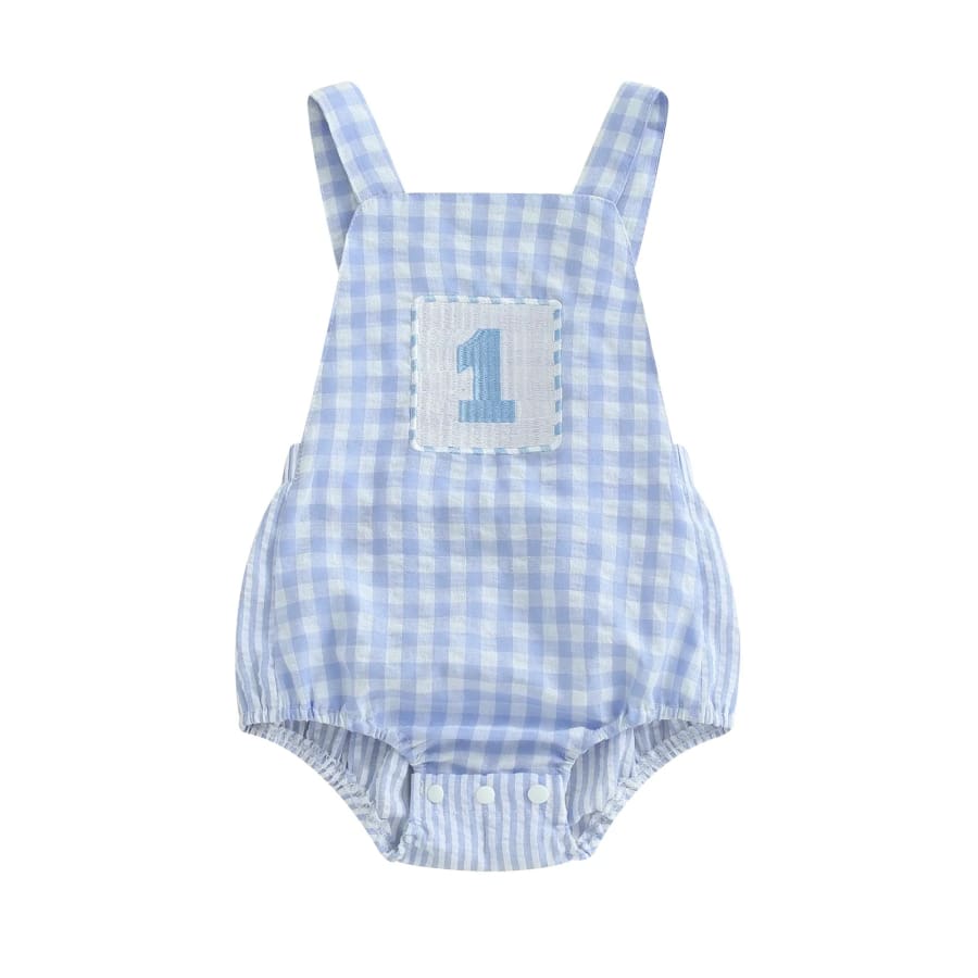No ’1’ Gingham Birthday Romper - 6-12 Months