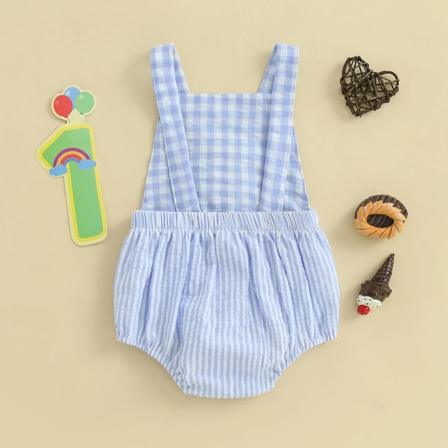 No ’1’ Gingham Birthday Romper - 6-12 Months
