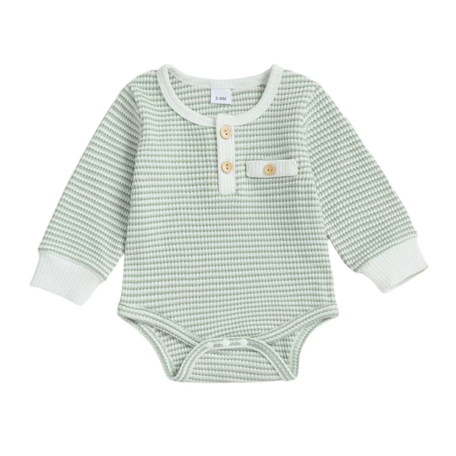 Oliver Striped Pocket Bodysuit Seafoam 3 Months