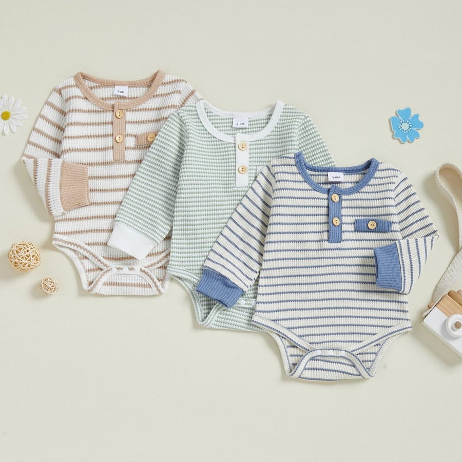 Oliver Striped Pocket Bodysuit Seafoam 3 Months