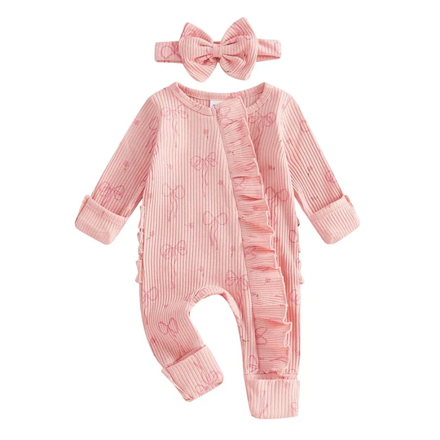 Penny Bows Jumpsuit - Pink - Newborn