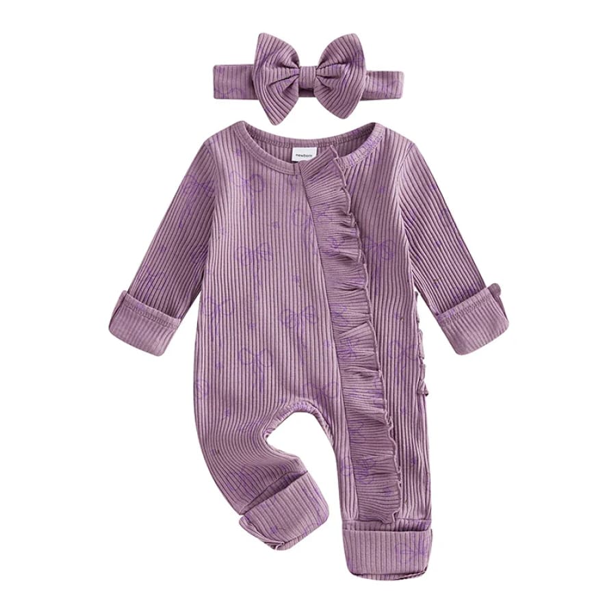 Penny Bows Jumpsuit - Purple - Newborn