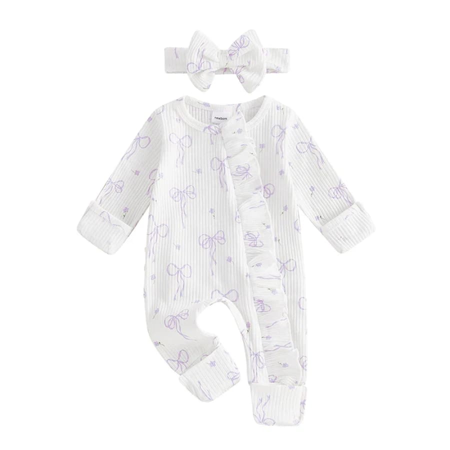 Penny Bows Jumpsuit - Snow - Newborn