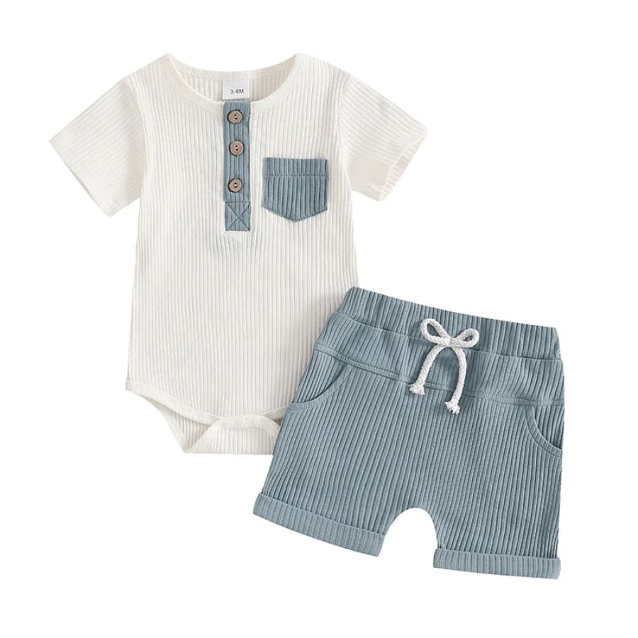 Peter Pocket Shortie Set - Blue - 0-3 Months