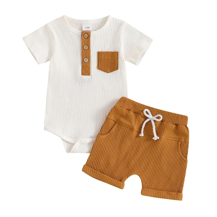 Peter Pocket Shortie Set - Earth - 0-3 Months