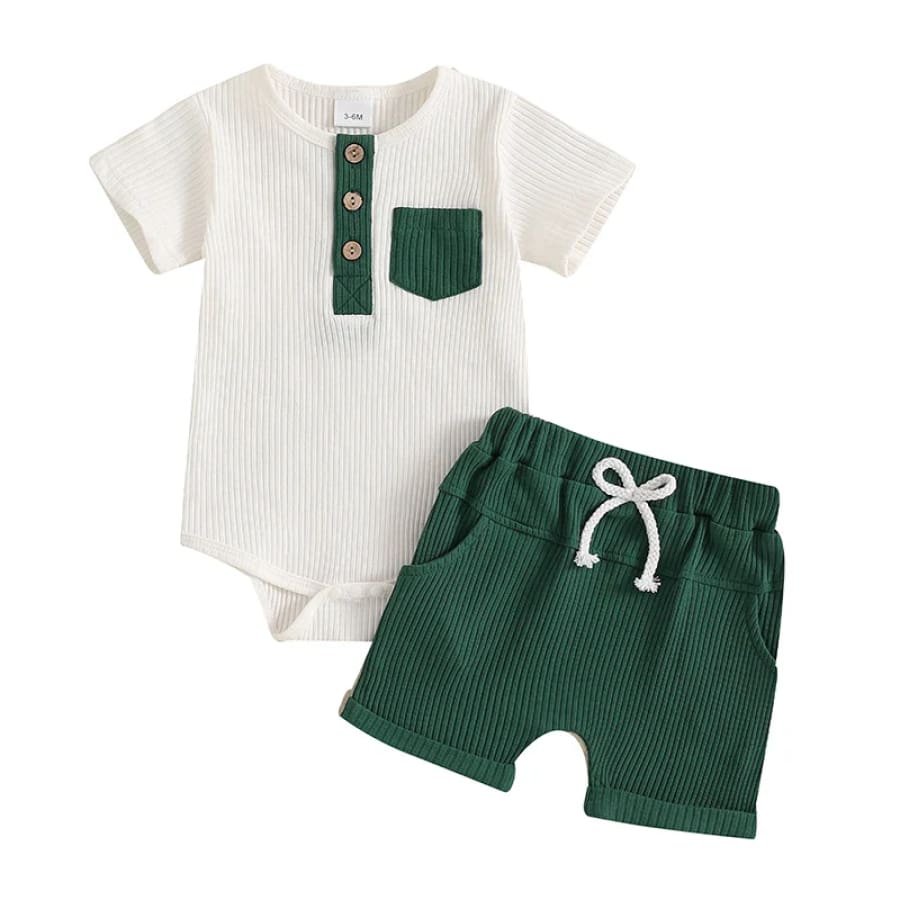 Peter Pocket Shortie Set - Forest - 0-3 Months
