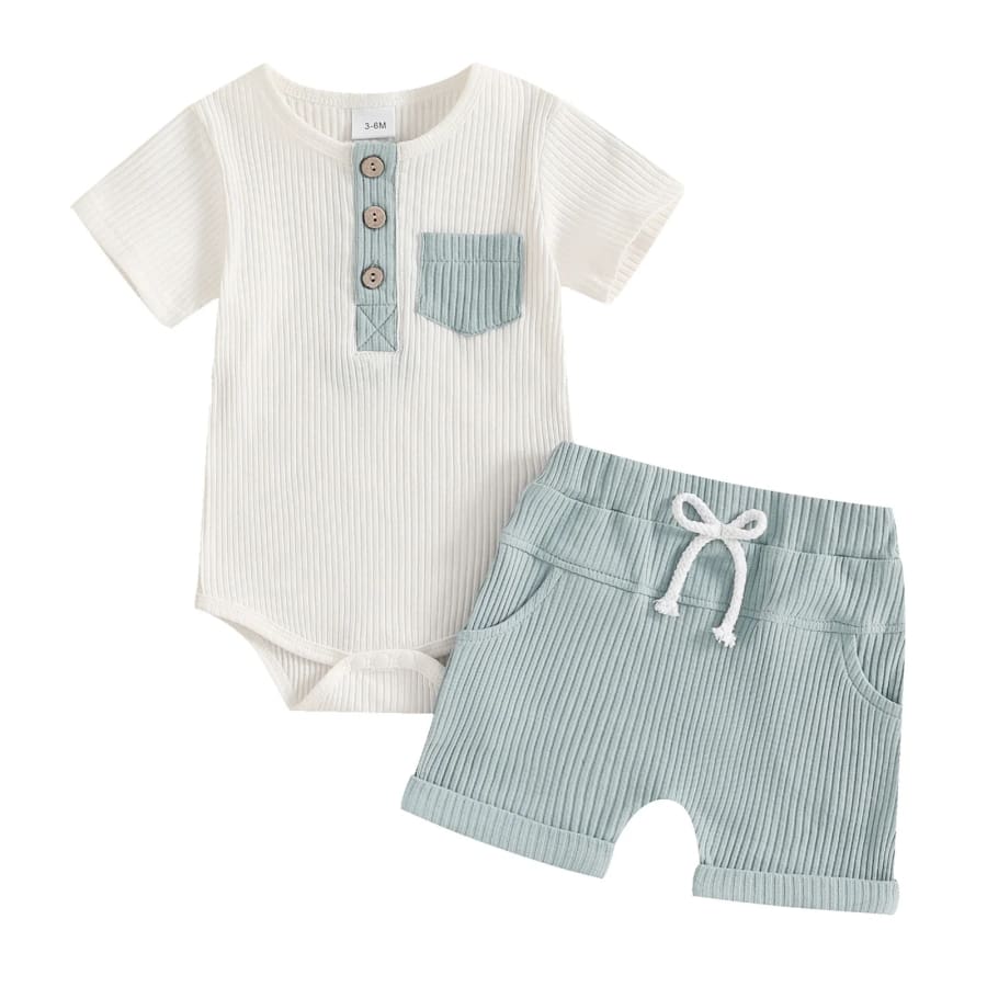 Peter Pocket Shortie Set - Pale Green - 0-3 Months