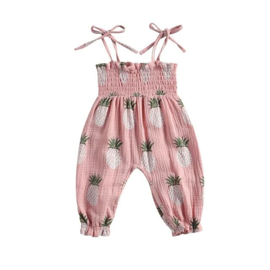 Pink Pineapple Shoe String Strap Romper - 18-24 Months - Rompers Rompers