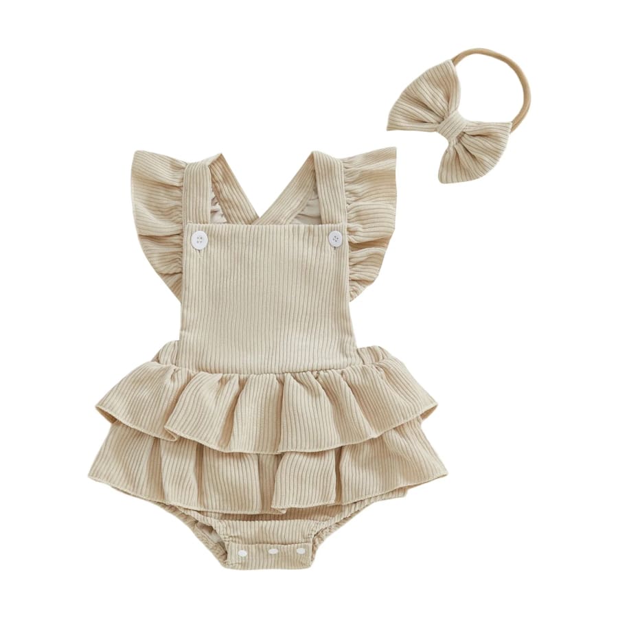 Polly Flutter Romper - Natural - 0-3 Months