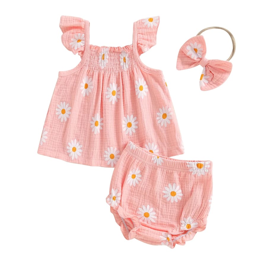 Poppy Floral Babydoll Set - Peachy - 0-3 Months
