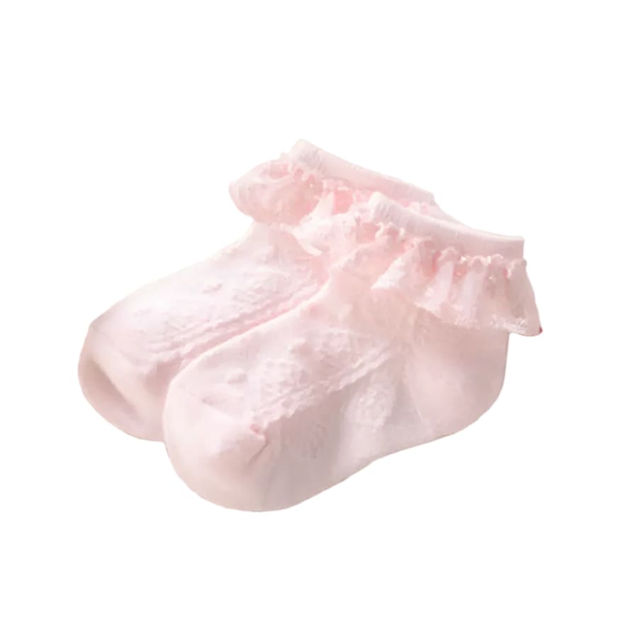 Posey Lace Ankle Socks - Pink - Small