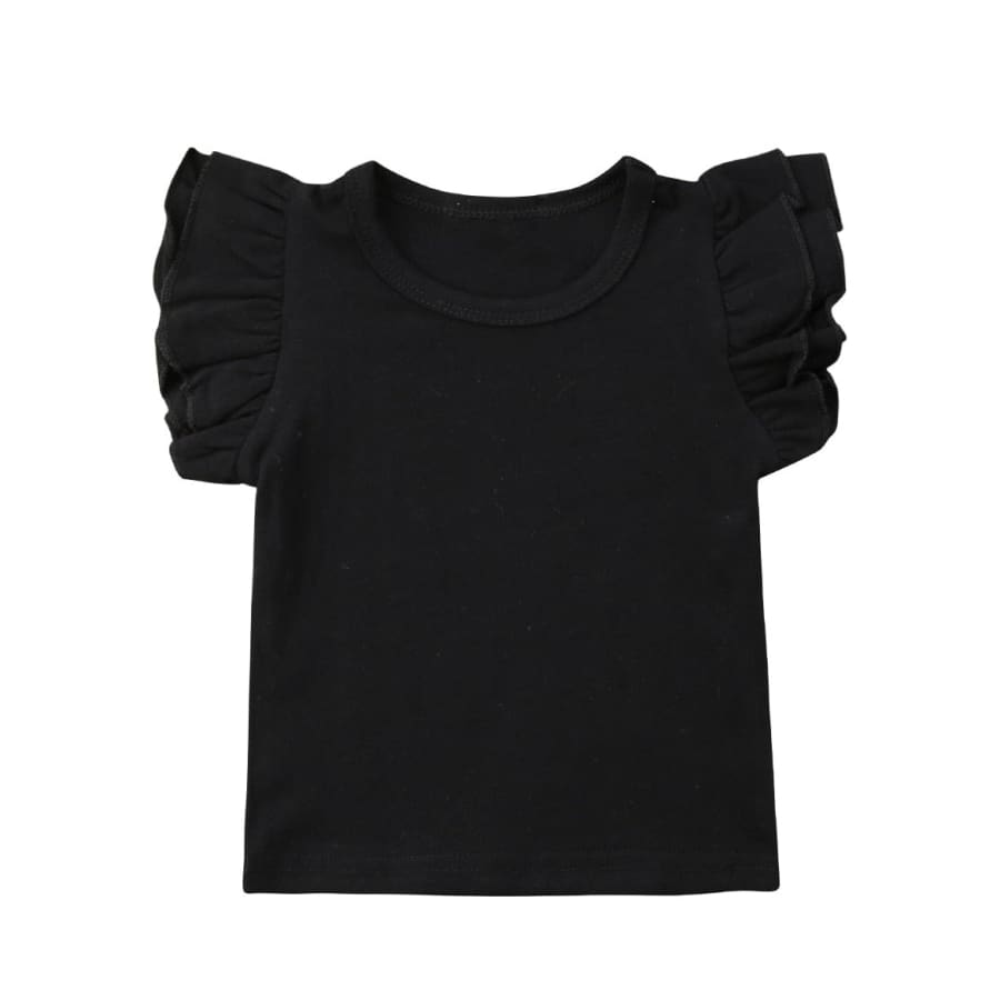 Prue Flutter Sleeve T’Shirt - Black - 12-18 Months