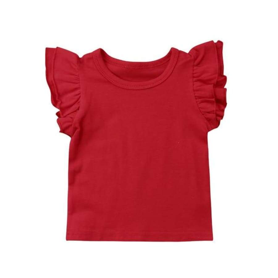 Prue Flutter Sleeve TShirt - Red / 0-6 Months - tshirt flutter ruffle tshirt