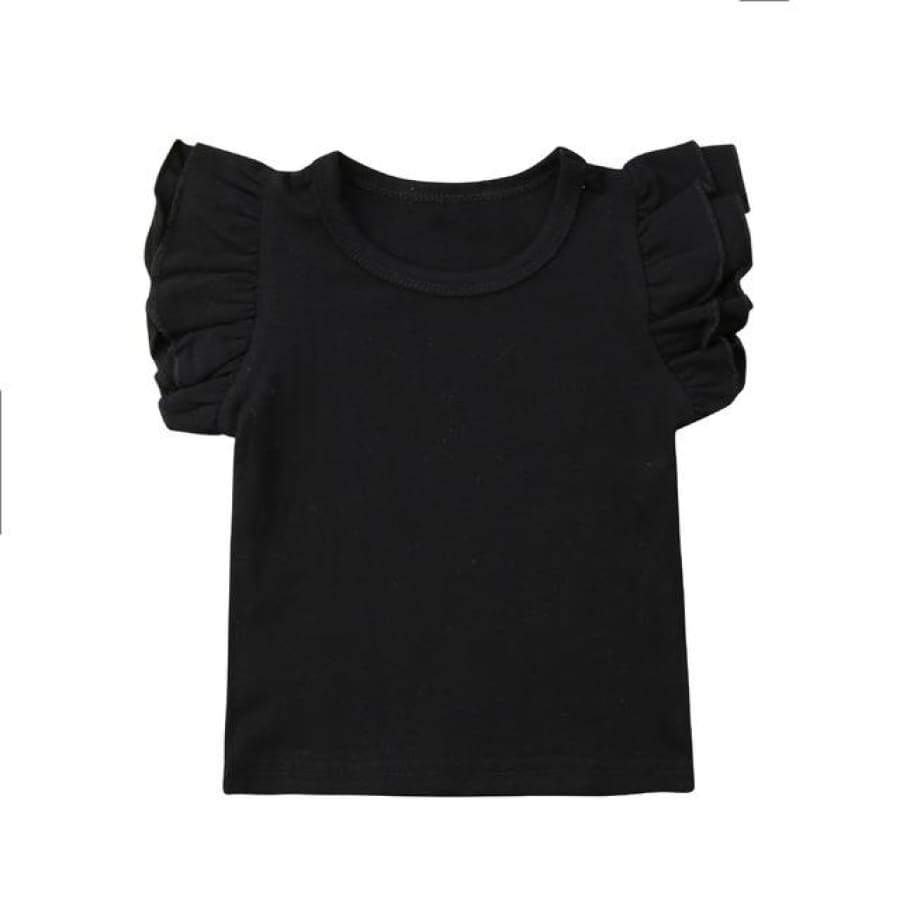 Prue Flutter Sleeve TShirt - Black / 0-6 Months - tshirt flutter ruffle tshirt