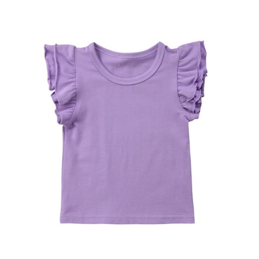 Prue Flutter Sleeve TShirt - Purple / 0-6 Months - tshirt flutter ruffle tshirt