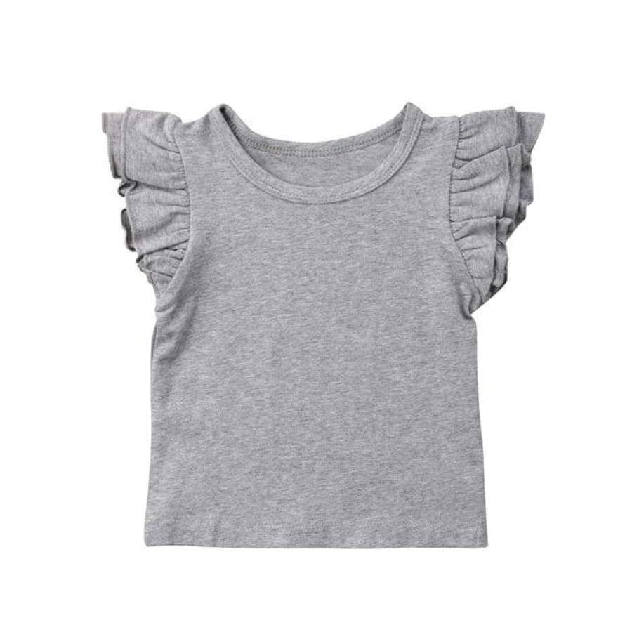 Prue Flutter Sleeve TShirt - Grey / 0-6 Months - tshirt flutter ruffle tshirt