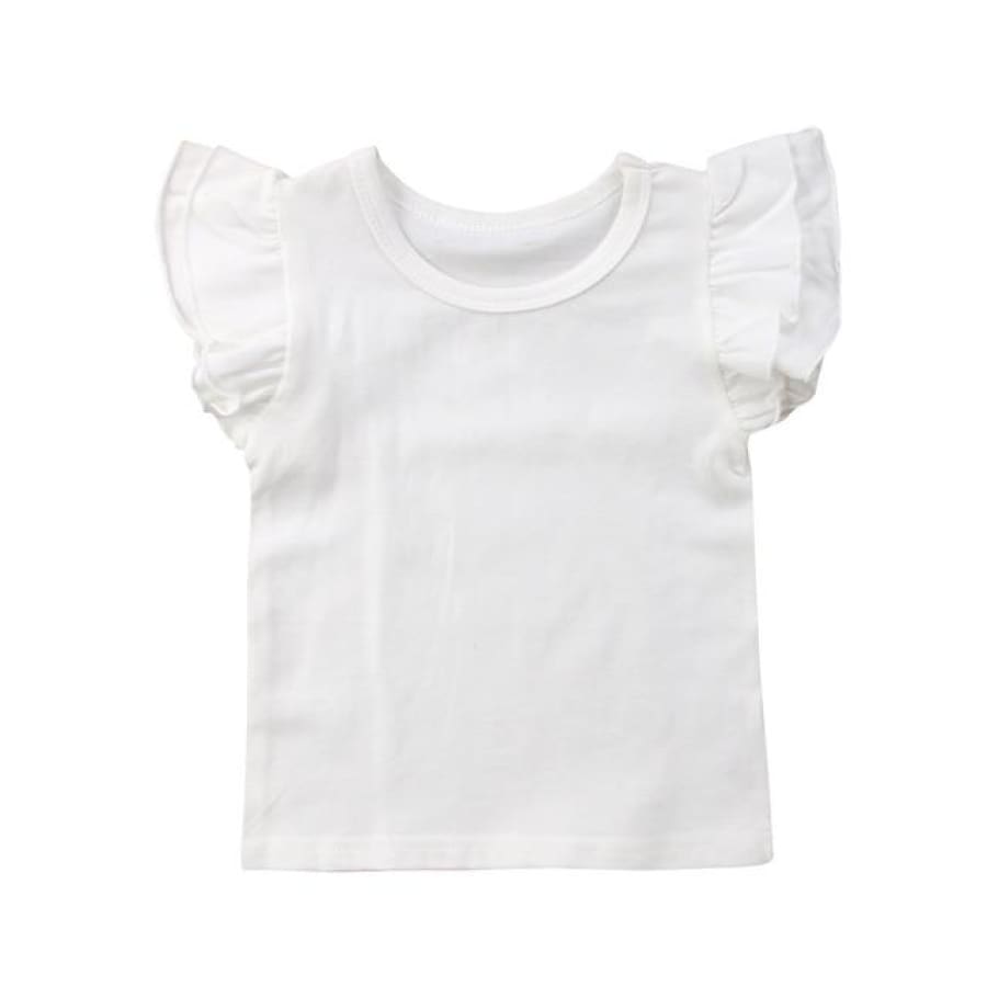 Prue Flutter Sleeve TShirt - White / 0-6 Months - tshirt flutter ruffle tshirt
