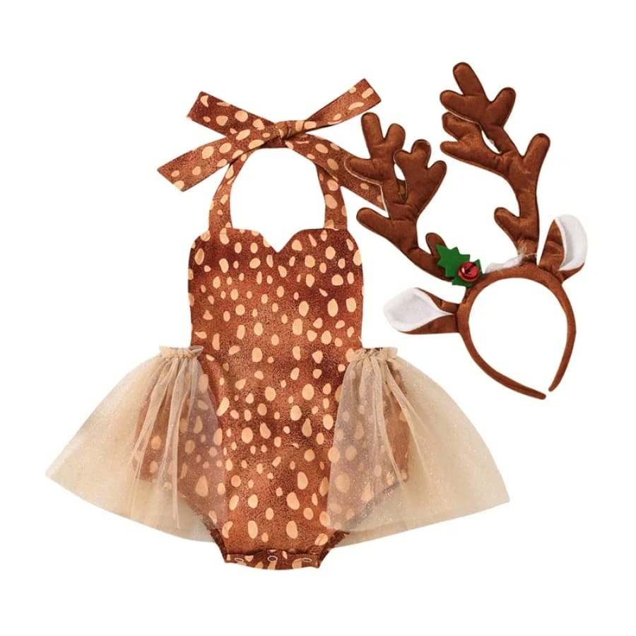 Reindeer Christmas Romper - 0-3 Months