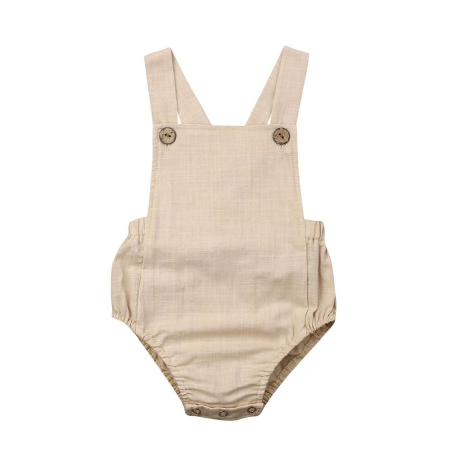 Remi Button Up Romper - Beige - 0-3 Months
