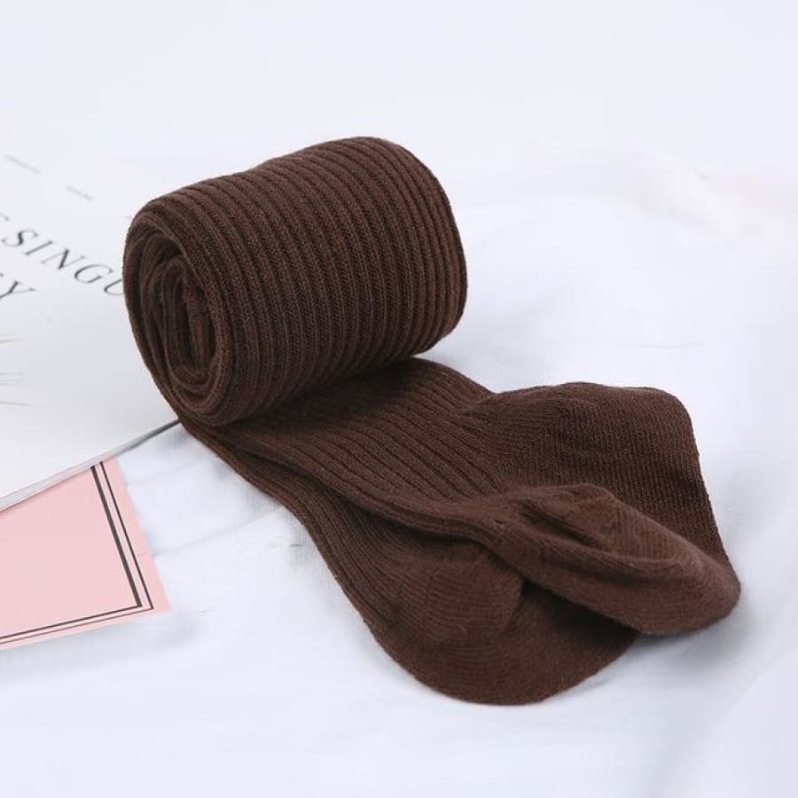 Ribbed Knit Tights - Brown / to 1 Years - Socks Socks