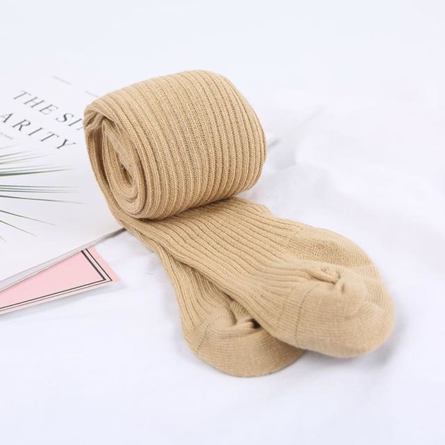 Ribbed Knit Tights - Camel / to 1 Years - Socks Socks