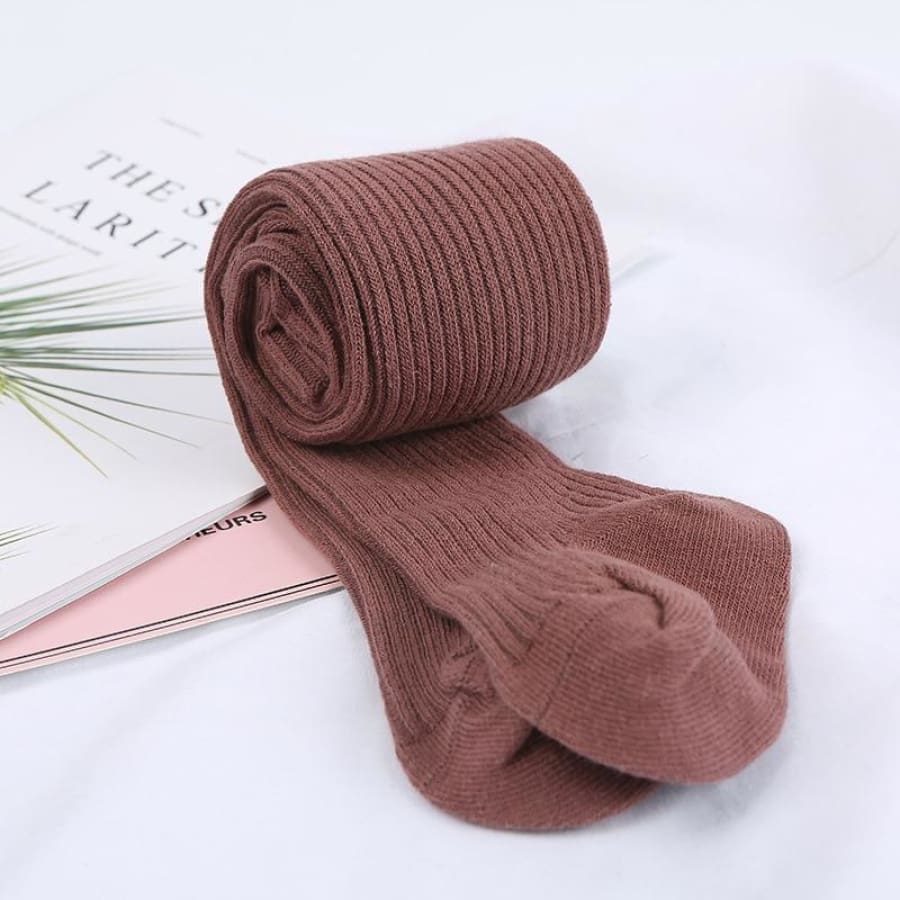 Ribbed Knit Tights - Chocolate / to 1 Years - Socks Socks