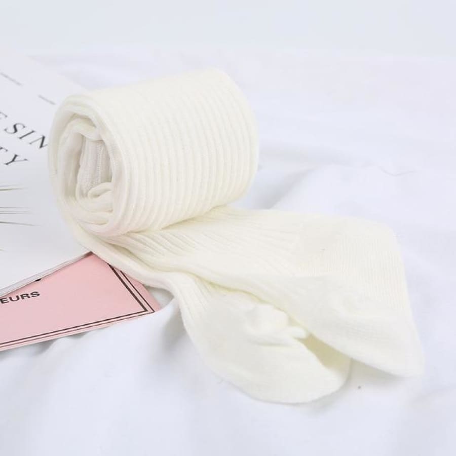 Ribbed Knit Tights - Cream / to 1 Years - Socks Socks