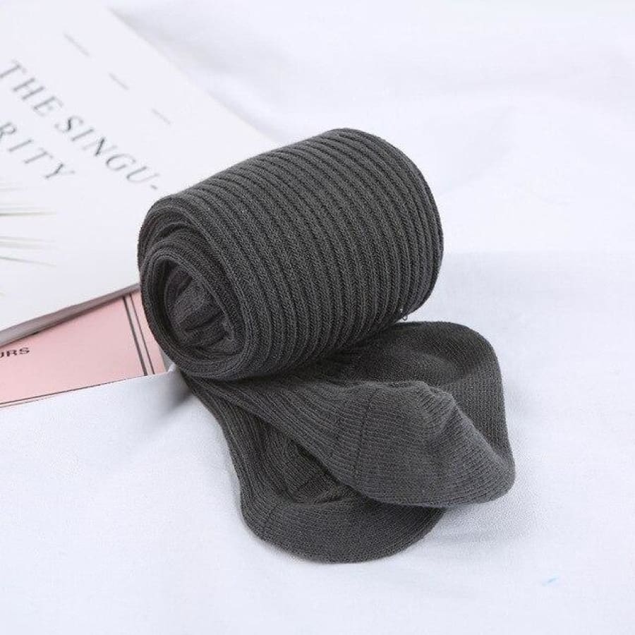 Ribbed Knit Tights - Dark Grey / to 1 Years - Socks Socks