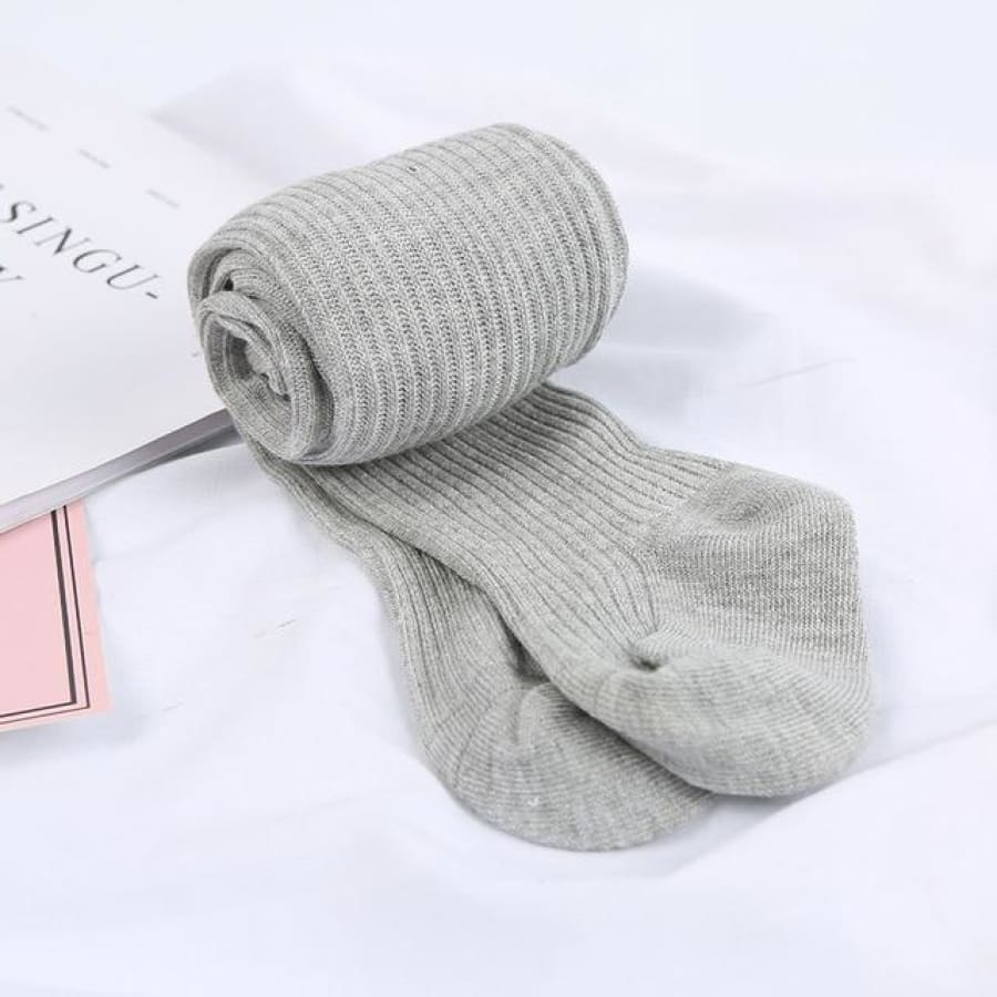 Ribbed Knit Tights - Grey / to 1 Years - Socks Socks