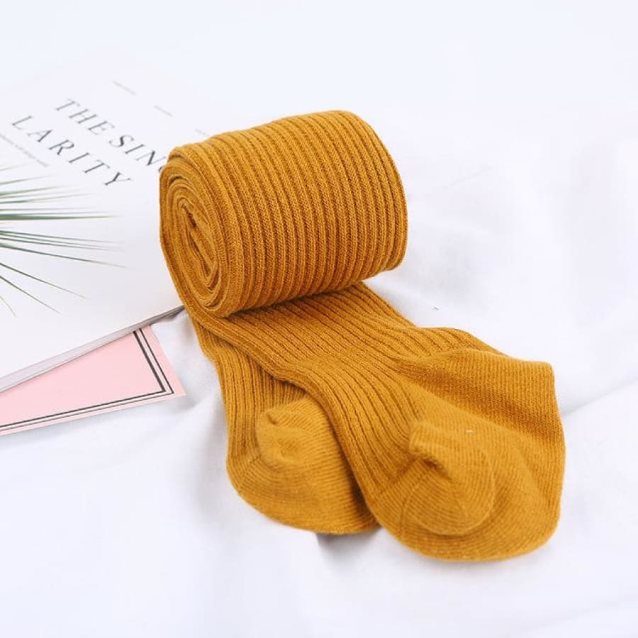 Ribbed Knit Tights - Mustard / to 1 Years - Socks Socks