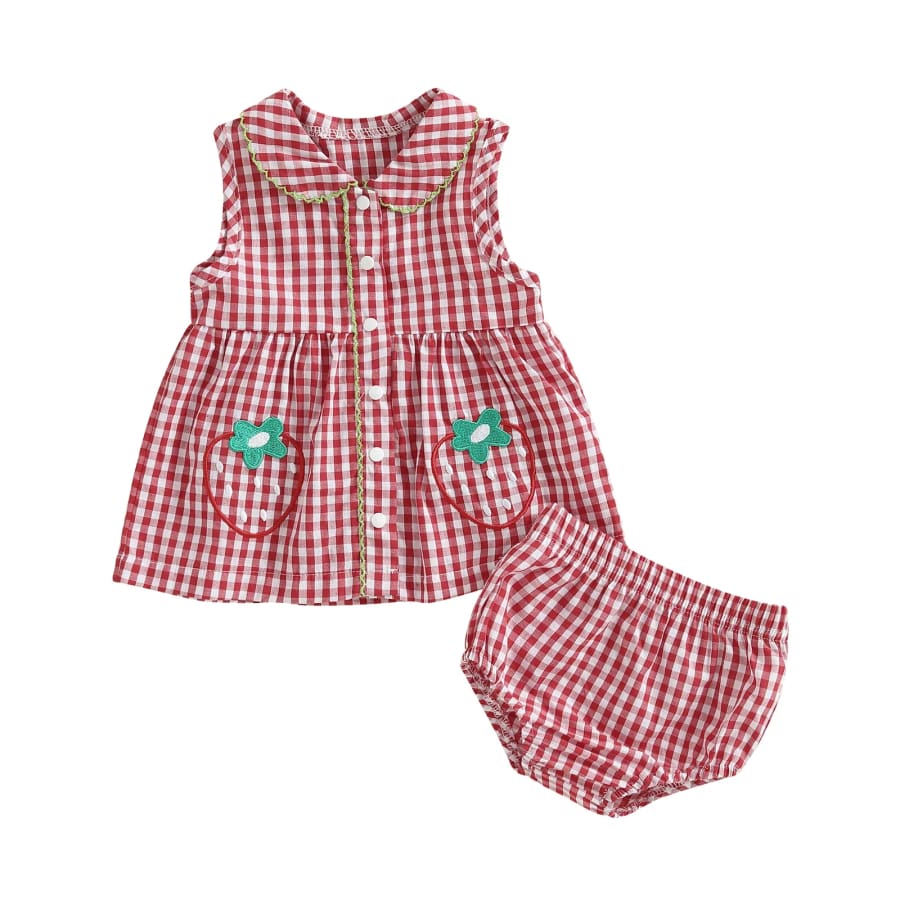 Sally Strawberries Bloomer Set - 0-3 Months