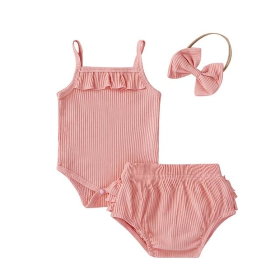 Seraphina Bloomer Set with Headband - Peach / 0-6 Months - Sets sets