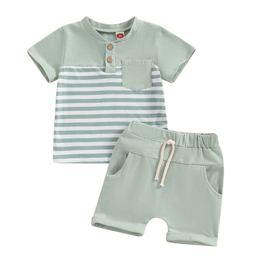 Shaun Stripe Short + Tee Set - 6-12 Months
