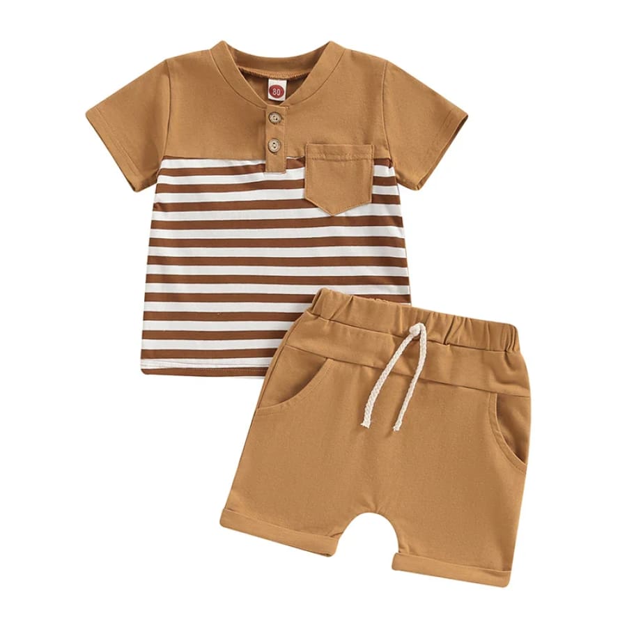 Shaun Stripe Short + Tee Set - Green