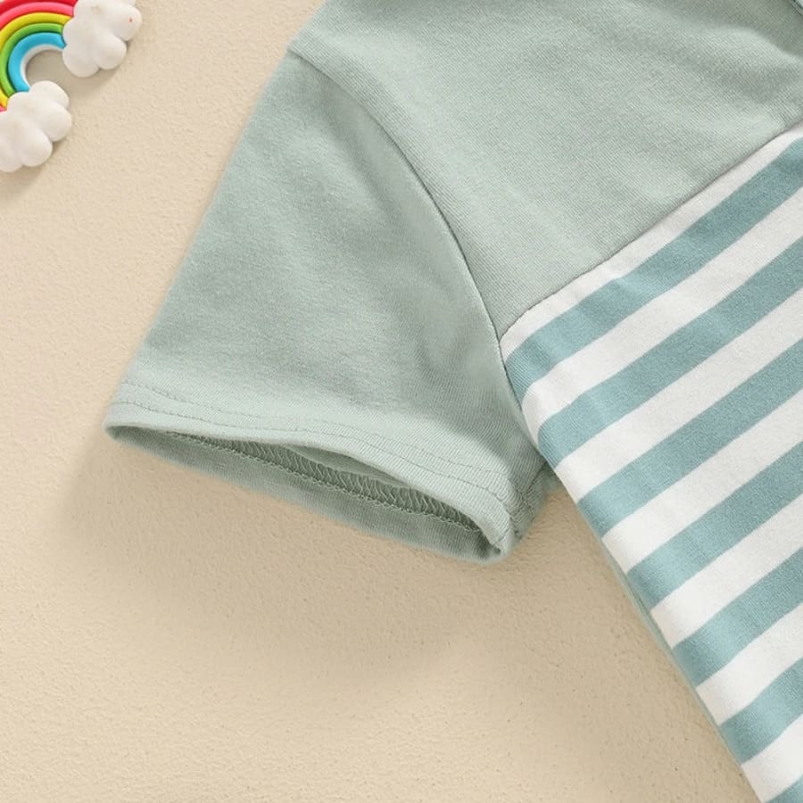 Shaun Stripe Short + Tee Set - Green